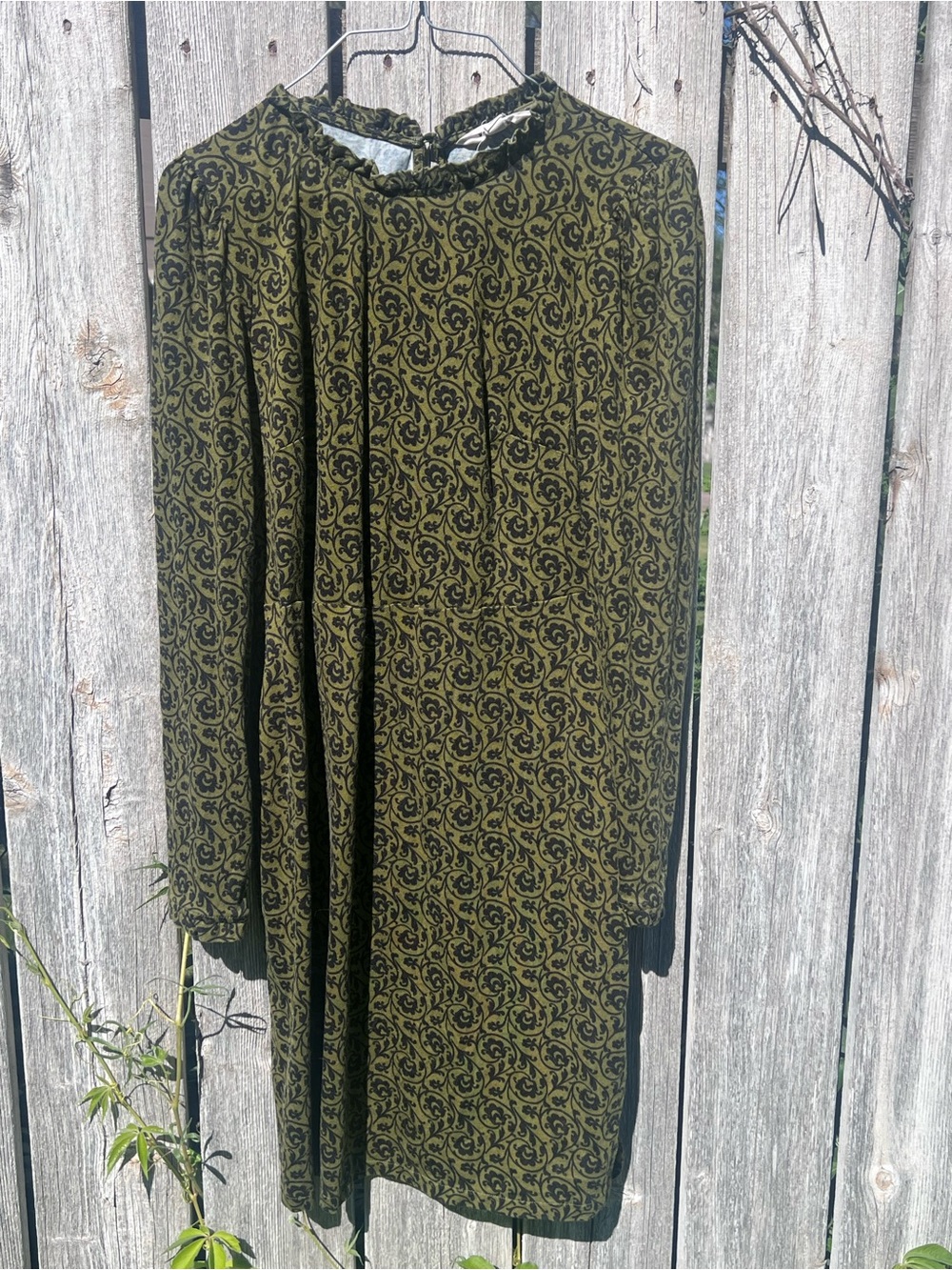 Boden Olive and Black Swirl Print Dress. (T-shirt type material)